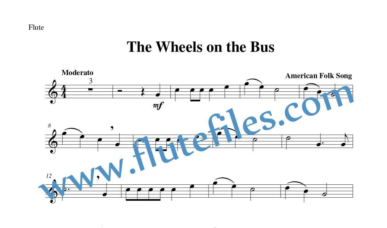 The Wheels on the Bus Flute Solo Flute Files Publishing