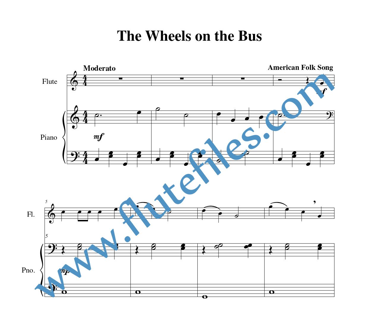The Wheels on the Bus Flute Solo Flute Files Publishing