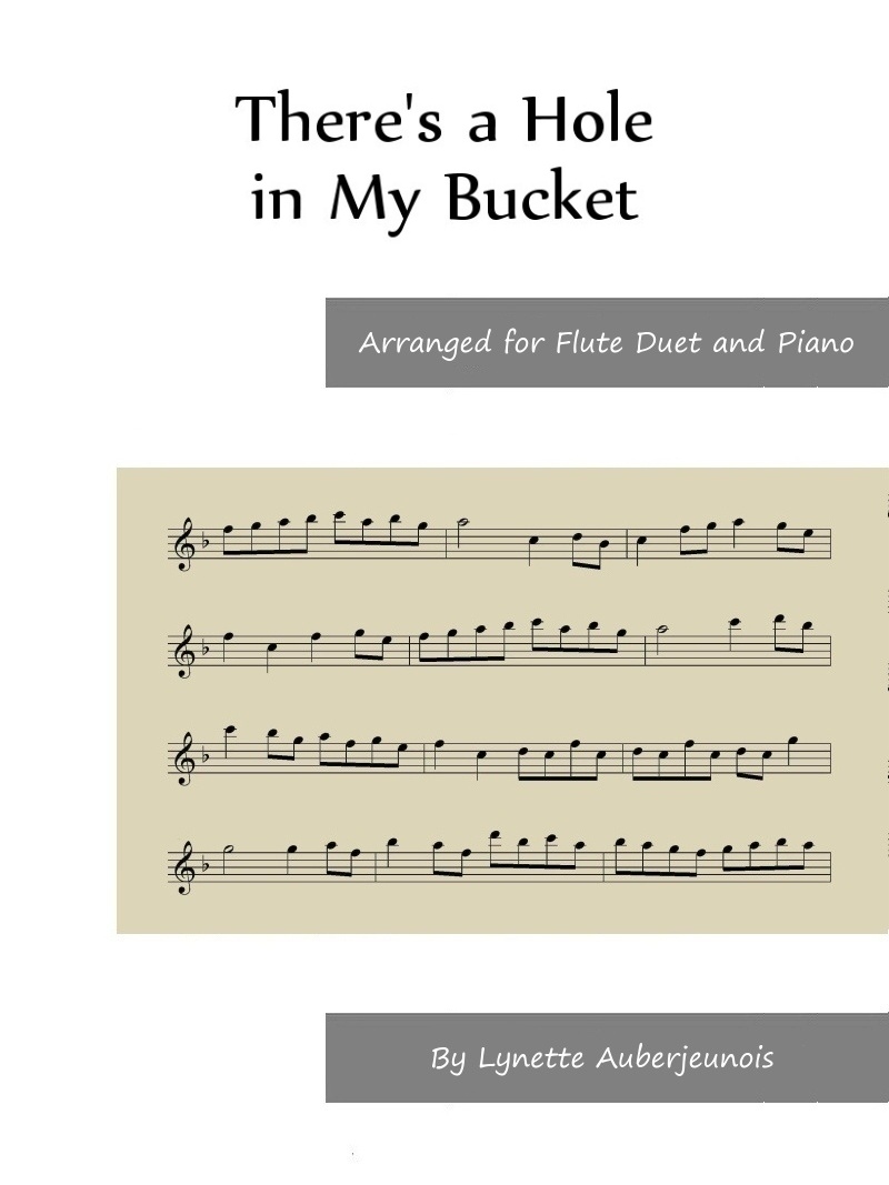 Sheet music cover for Theres a Hole in My Bucket flute duet and piano