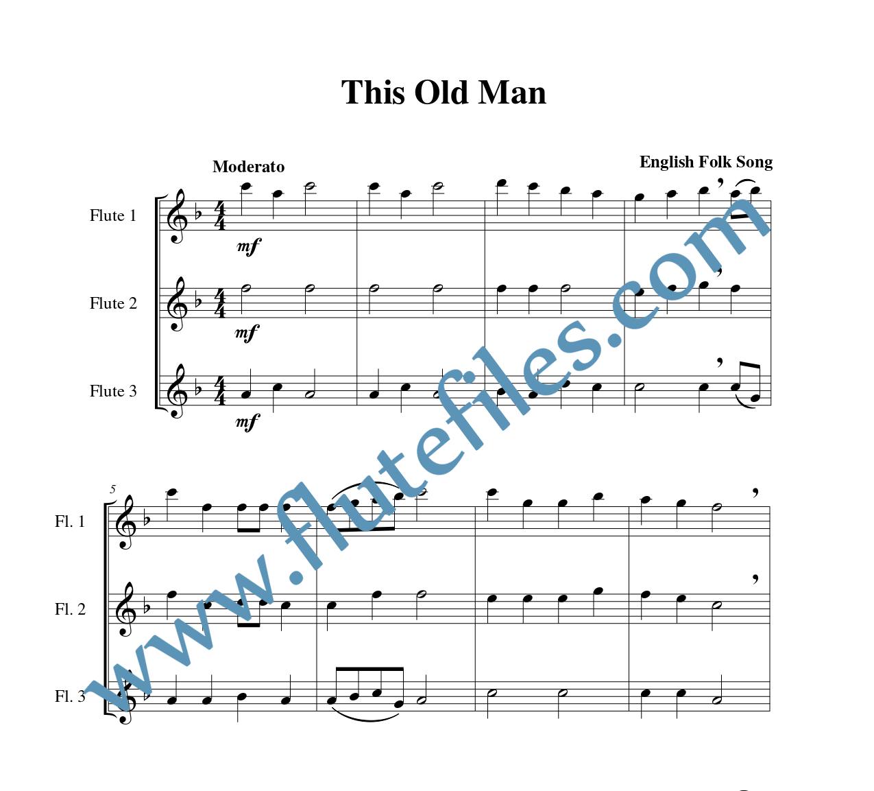 This Old Man flute trio sheet music