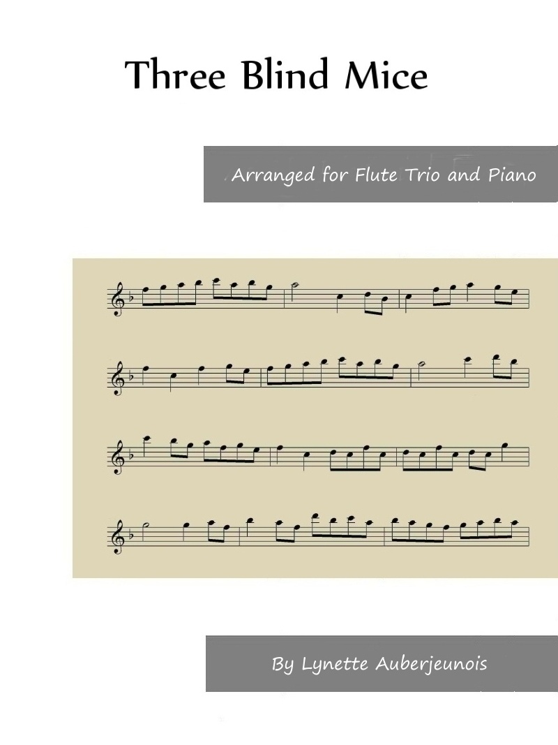 Sheet music cover for Three Blind Mice flute trio and piano