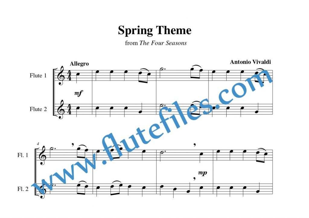 Spring Theme flute duet sheet music by Vivaldi