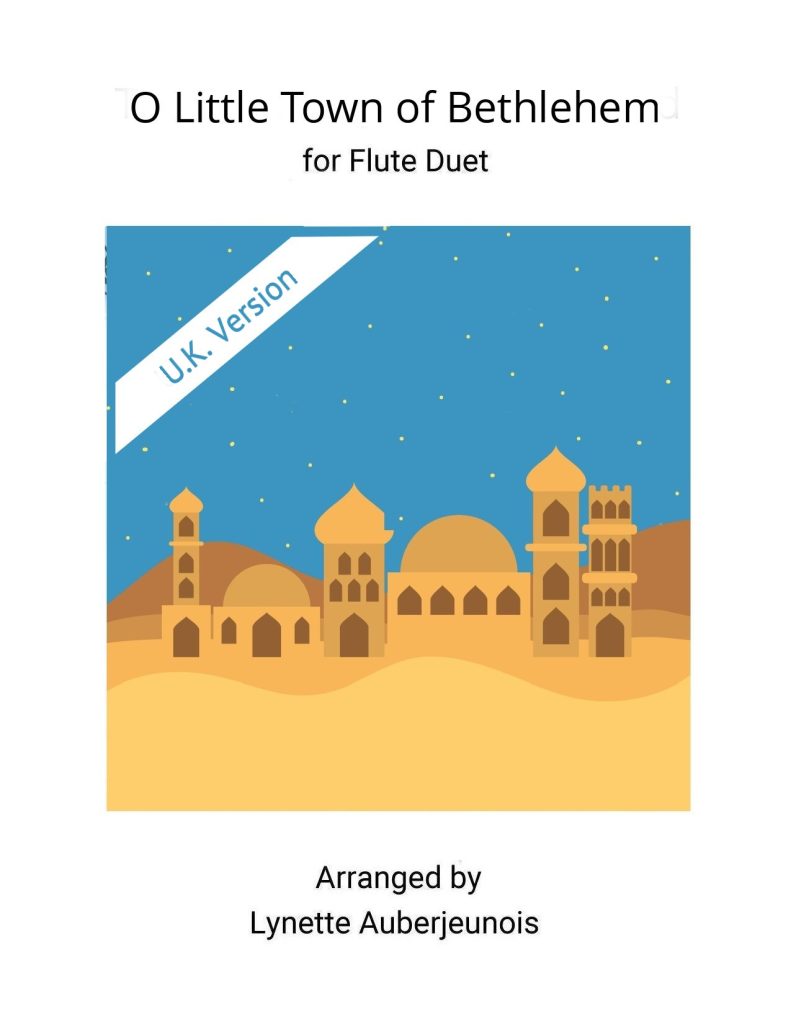 Sheet music cover for O Little Town of Bethlehem (U.K. Version) flute duet 